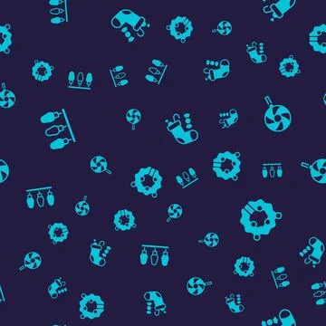 Set Christmas lights, Lollipop, stocking and wreath on seamless pattern. Vector Stock Illustration