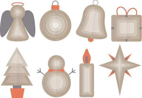 Set of christmas objects Illustrazione stock