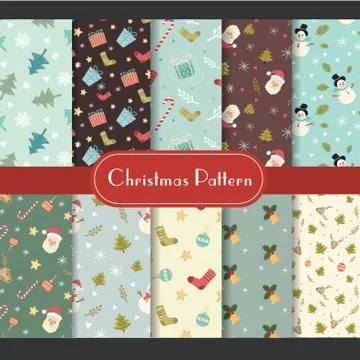 Set of Christmas Pattern Icons Stock Illustration