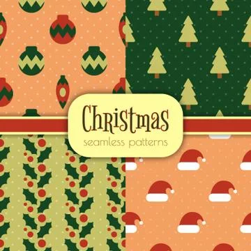 Set of Christmas patterns Illustrazione stock