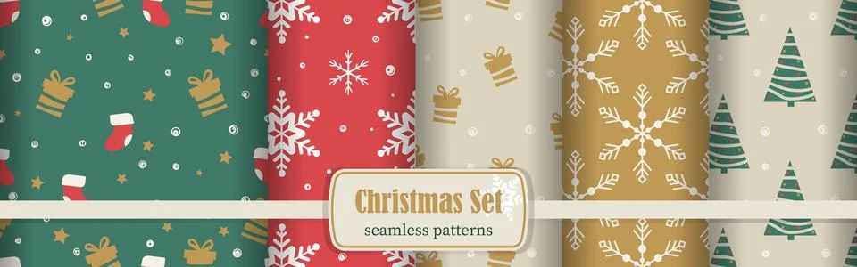 Set of Christmas patterns Stock Illustration