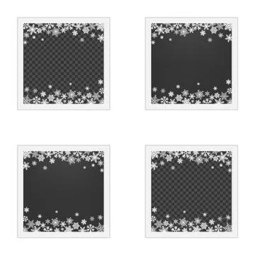 Set of Christmas photo frame with shadow. Template photo frames with snowflak Stock Illustration