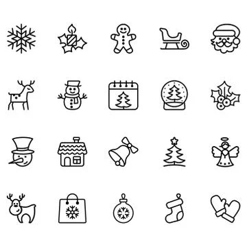 Set Of Christmas Related Vector Lines Icons. Stock Illustration