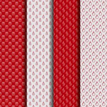 Set of christmas seamless patterns Stock Illustration