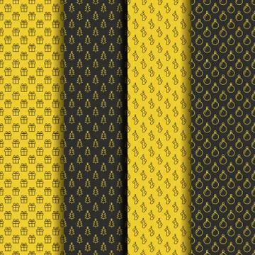Set of christmas seamless patterns Stock Illustration