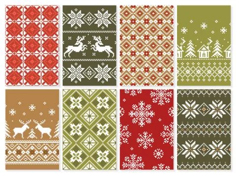 Set of christmas seamless vector pattern for print, web, and prints. Stock Illustration