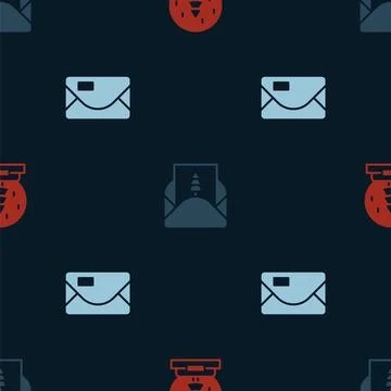 Set Christmas snow globe, Envelope and on seamless pattern. Vector Illustrazione stock
