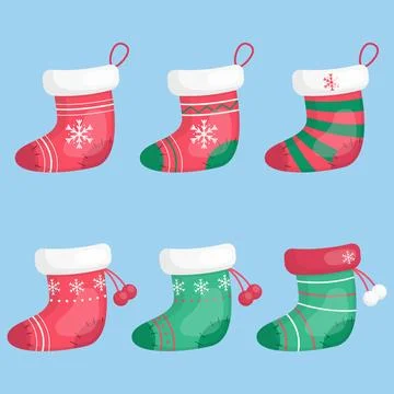 Set of christmas sock Illustrazione stock
