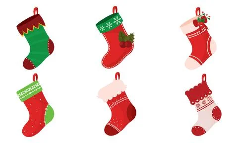 Set of christmas socks icons Vector Stock Illustration