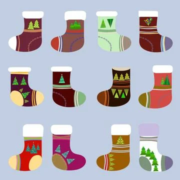 Set of Christmas socks Stock Illustration