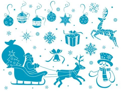 Set of christmas stencils Stock Illustration
