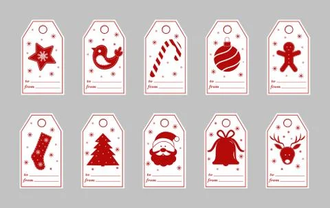 Set of christmas tags Illustrazione stock