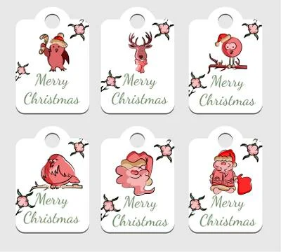 Set of Christmas tags in vector Stock Illustration