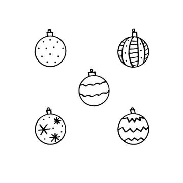 Set of Christmas tree ball isolated on white background. New year and xmas ou Stock Illustration