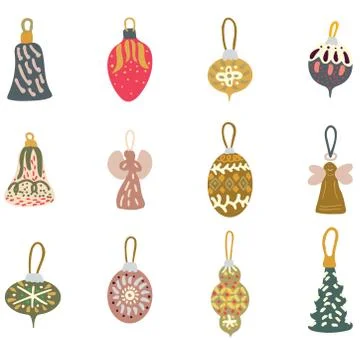 Set of Christmas tree decor balls Stock Illustration