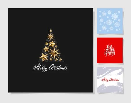 Set of christmas tree decoration background, snowflake and handw Stock Illustration