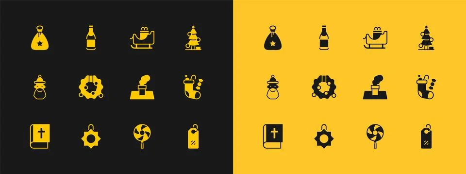 Set Christmas tree, toy, chimney, Lollipop, wreath, santa claus sleigh, San.. Stock-Illustration