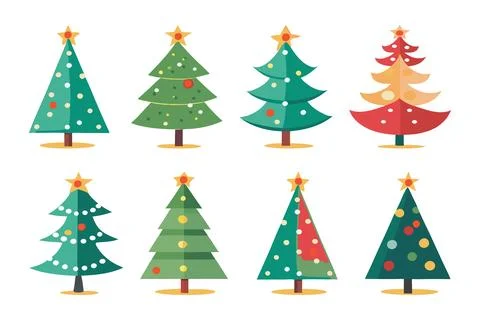 Set of christmas tree vector, christmas tree art, christmas tree logo, pine.. Stock Illustration