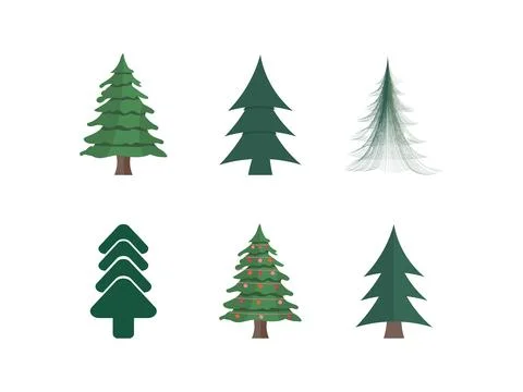Set of Christmas Tree Vector Illustration. Illustrazione stock