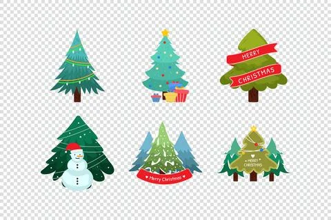 Set of Christmas tree vector illustration editable Stock Illustration