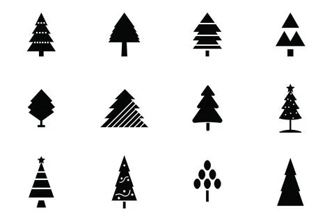 Set of Christmas tree vectors icon Stock Illustration