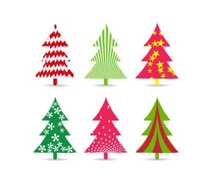 Set of christmas trees for design Illustrazione stock