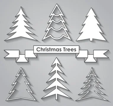 Set of Christmas trees. Flat design. Vector illustration. 스톡 일러스트