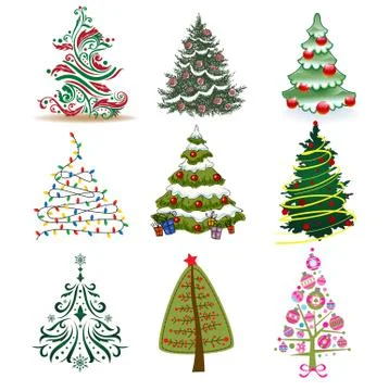 Set of Christmas Trees. Stock Illustration
