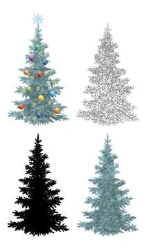 Set of Christmas Trees Stock Illustration
