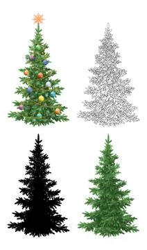 Set of Christmas Trees Stock Illustration
