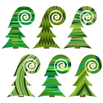 Set of Christmas trees Illustrazione stock