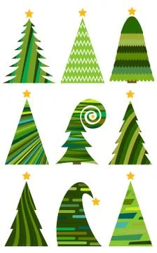 Set of Christmas trees Illustrazione stock