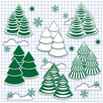 A set of Christmas trees. Stock Illustration