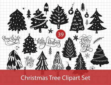 Set of christmas trees. Stock Illustration