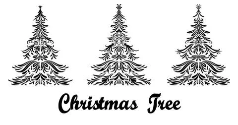 Set of Christmas Trees Stock Illustration