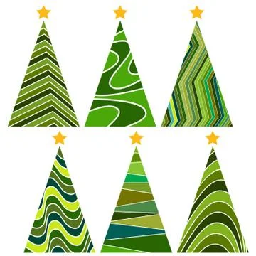 Set of Christmas trees. Isolated vector illustration for Merry Christmas Stock Illustration