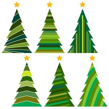 Set of Christmas trees. Isolated vector illustration for Merry Christmas Illustrazione stock