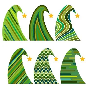 Set of Christmas trees. Isolated vector illustration for Merry Christmas Stock Illustration