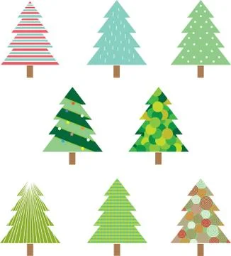 Set of christmas trees isolated on white background Stock Illustration