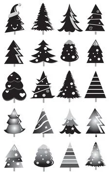 Set of Christmas trees patter, Vector illustrations 스톡 일러스트