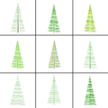 Set of Christmas trees with pyramidal crowns Stock Illustration
