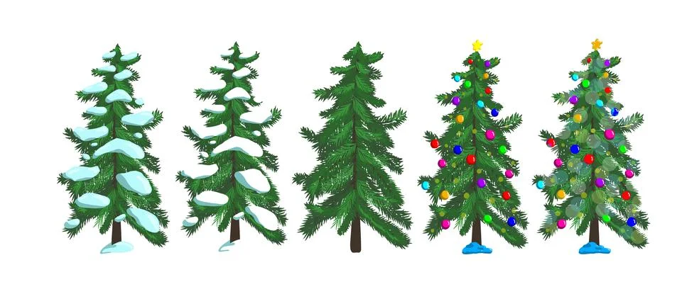 A set of Christmas trees. Vector Stock Illustration