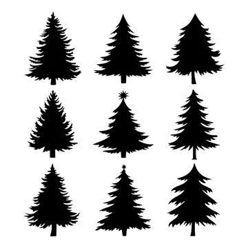 Set of christmas trees vector on transparent background Stock-Illustration