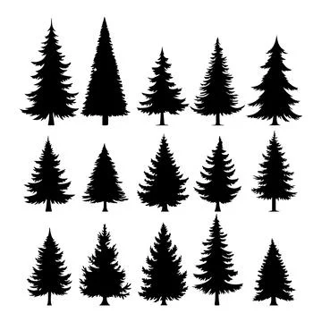 Set of christmas trees vector on transparent background Stock-Illustration