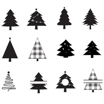 Set of christmas trees on white background. Christmas Tree sign. Stock Illustration