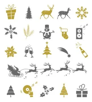 Set of christmas vector elements isolated on white background. New year icons Stock Illustration