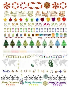Set of Christmas vector objects isolated on white background. Christmas  Design Stock Illustration