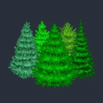 Set of christmas vector tree like fir or pine Blue spruce for New year cele.. Stock Illustration