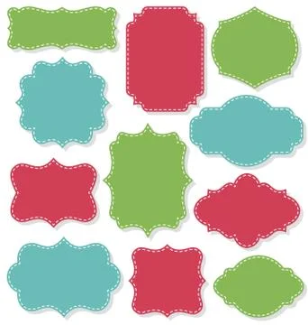 Set of Christmas Vintage Labels Frames Collection Isolated on Wh Stock Illustration