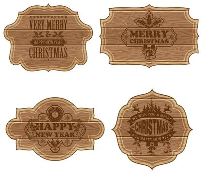 Set Christmas Wooden Frames Illustrazione stock